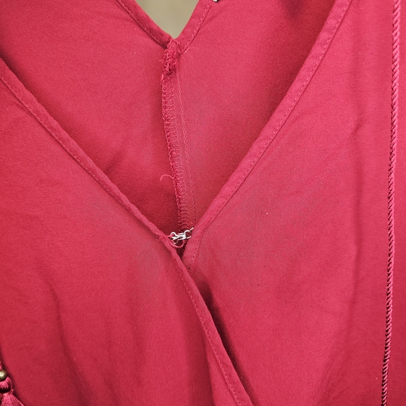 Express Burgundy Romper with Lace Sleeves Women's Small - Picture 7 of 9